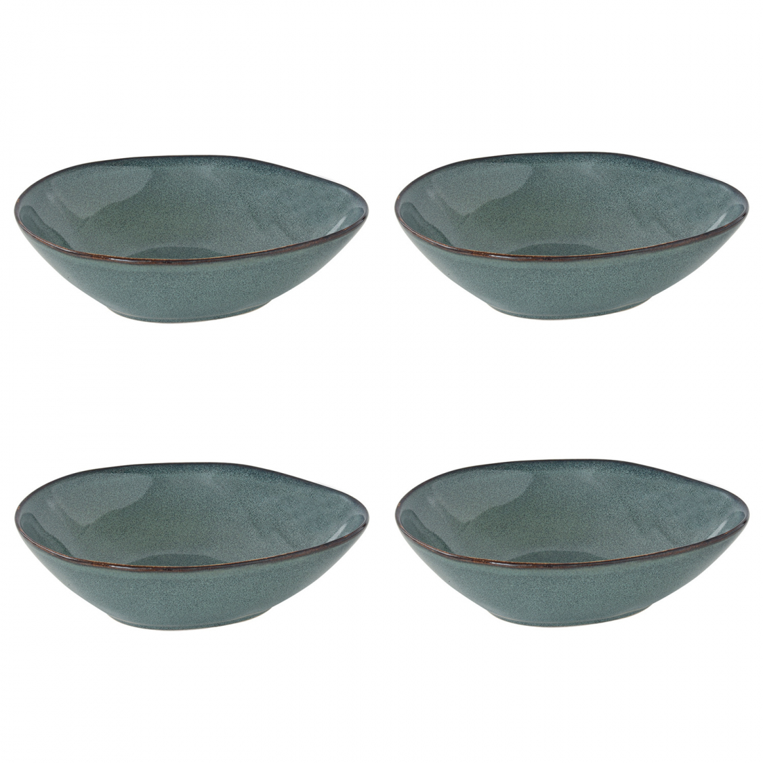 Set Aus 4 Tiefen Tellern 21 x 17 cm Aus Genesis Green Steingut