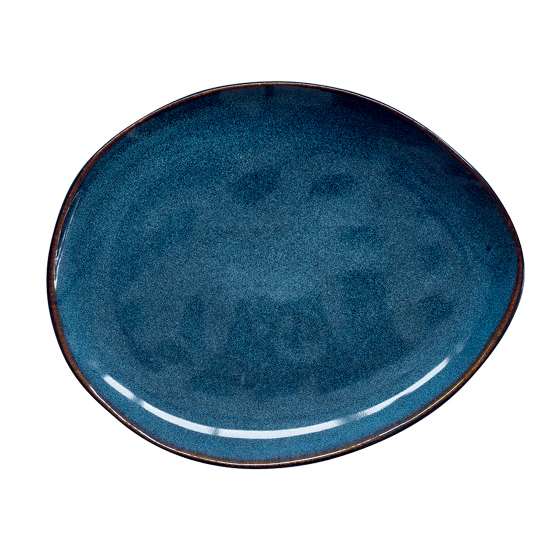 Set Of 4 Dessert Plates 20.5x16.5 cm In Genesis Blue Stoneware