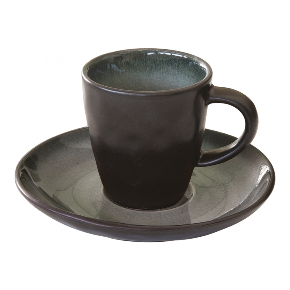 Set De 6 Tasses À Café Et Soucoupes 80 ml En Grès Kosmos Gris