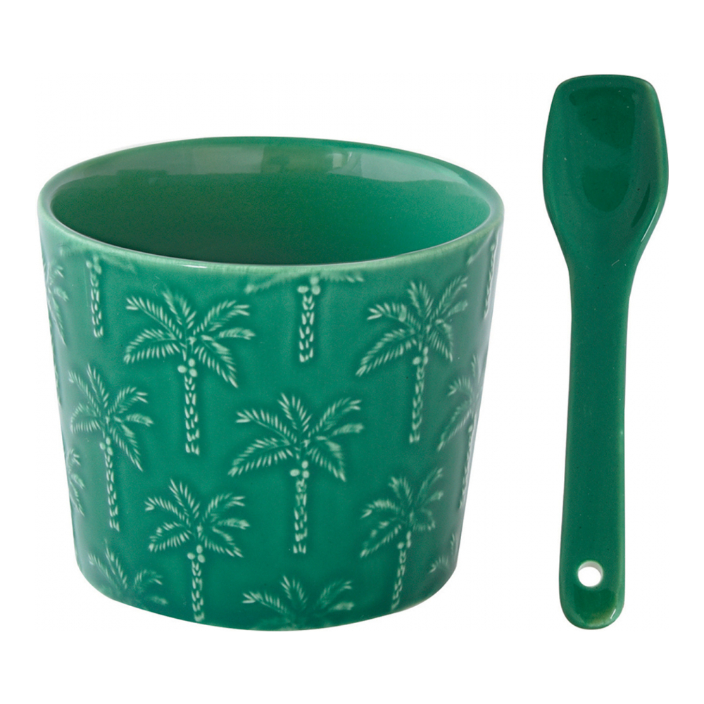Eisbecher Aus Porzellan, Durchmesser 8,5 cm, Mit Löffel In Tropicana-Verpackung