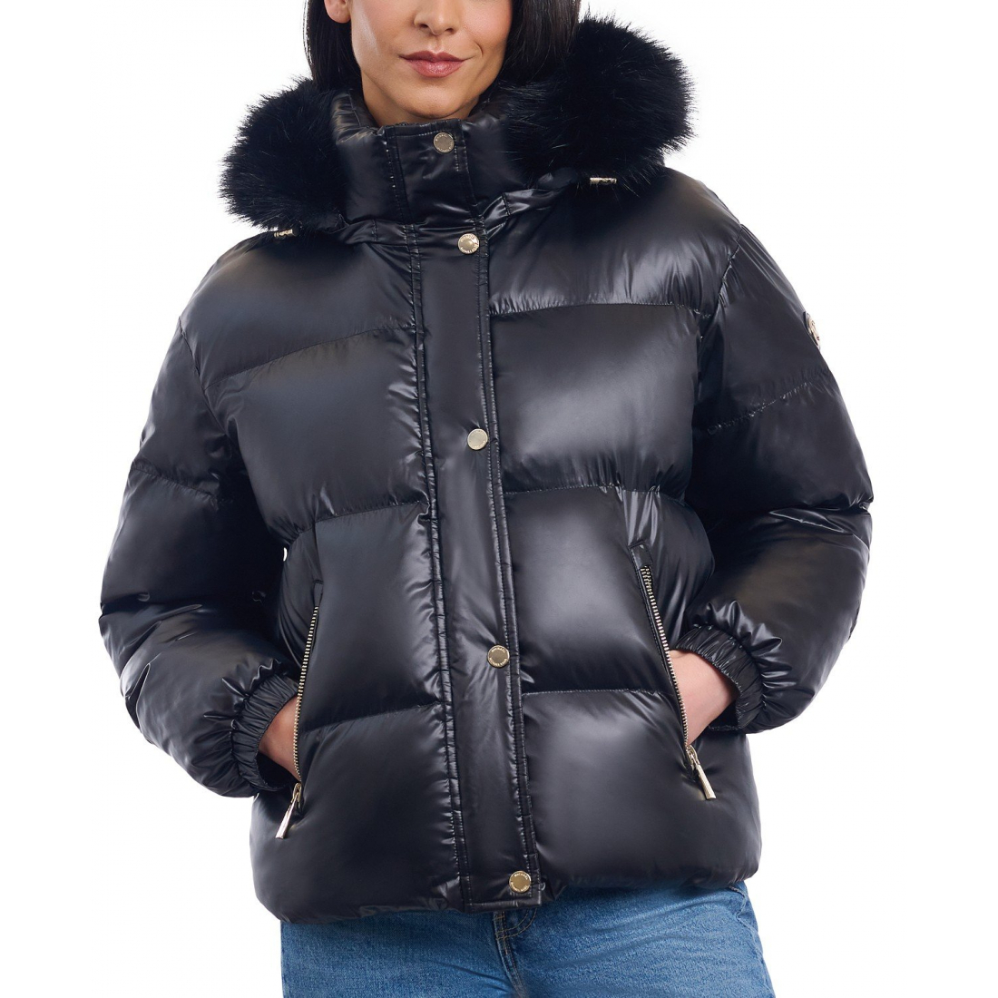 Manteau matelassé 'Hooded Faux-Fur-Trim' pour Femmes