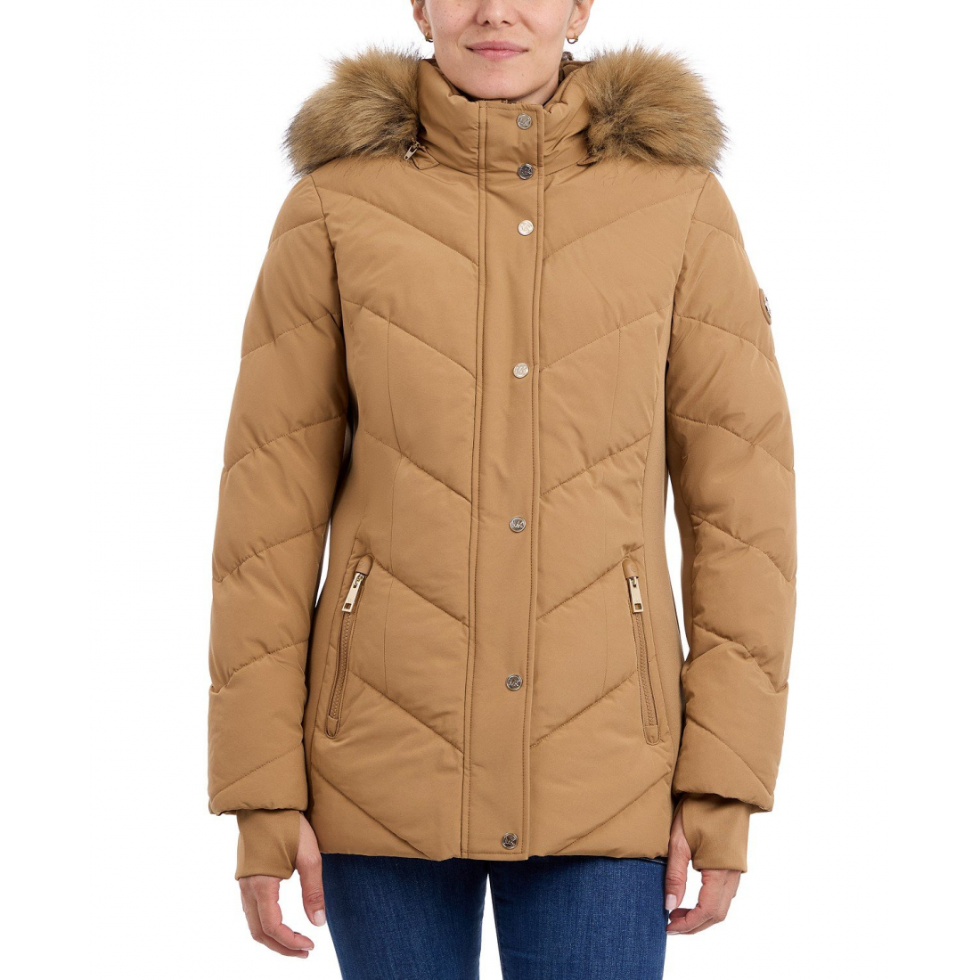 Manteau matelassé 'Faux-Fur-Trim Hooded' pour Femmes