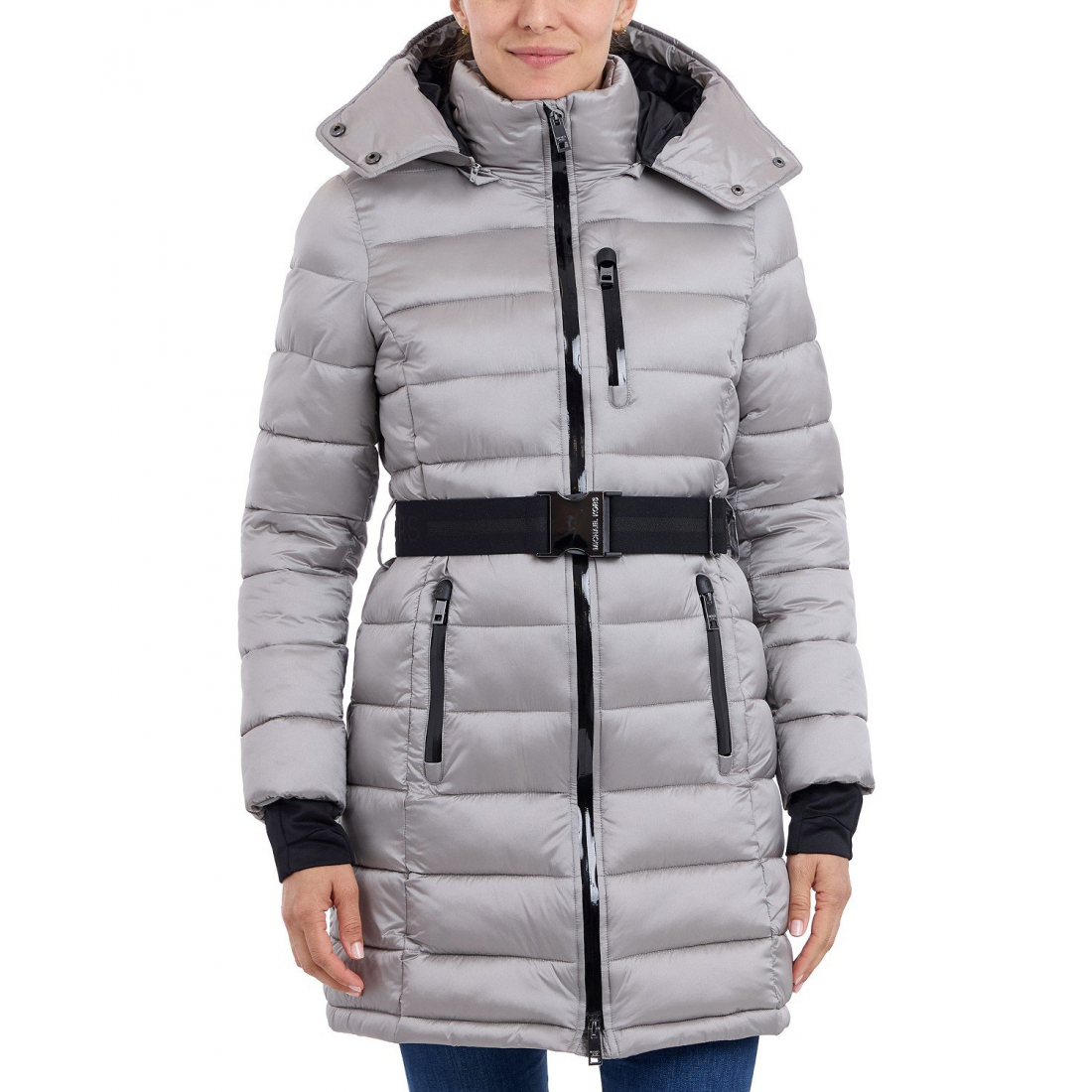 Manteau matelassé 'Belted Hooded' pour Femmes