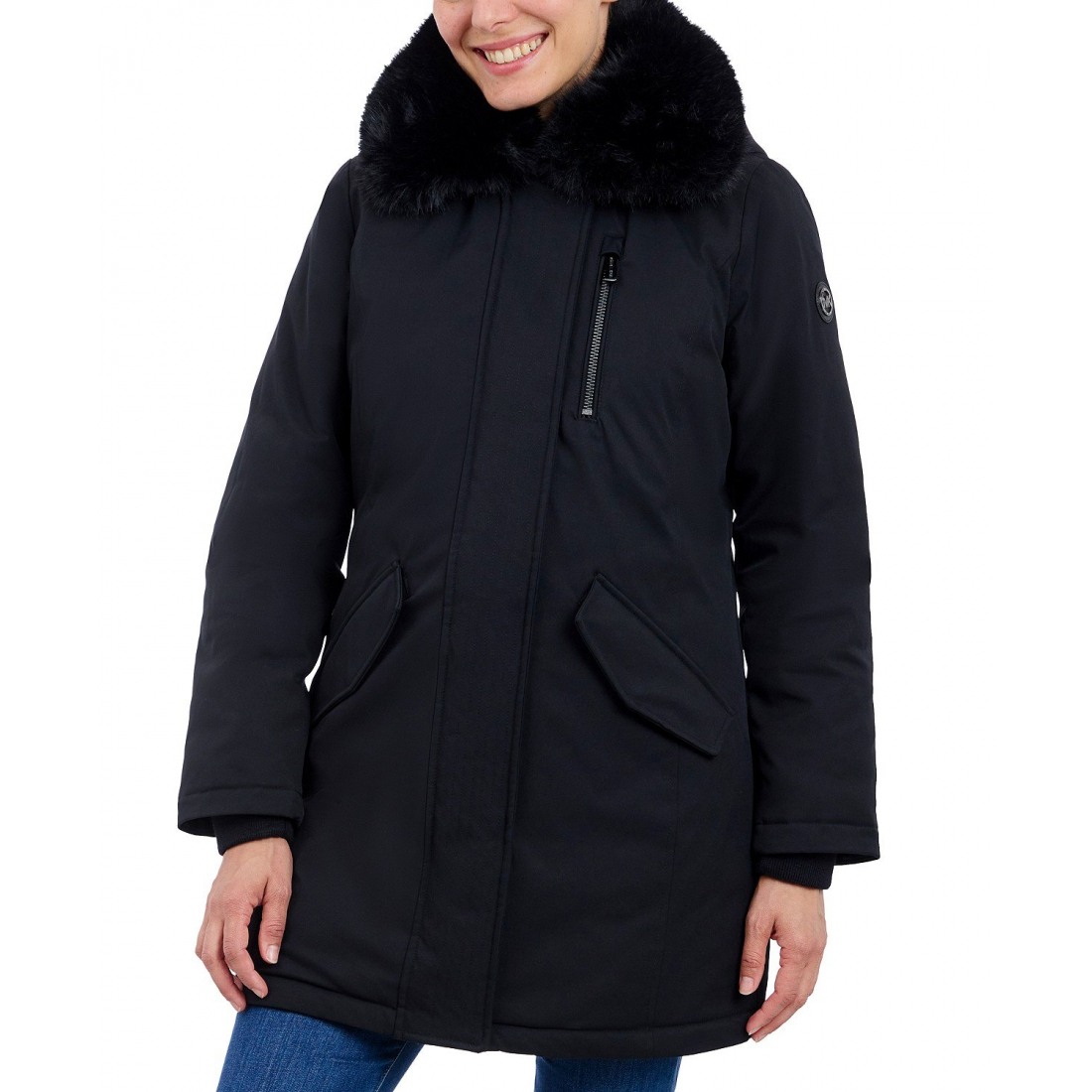 Manteau matelassé 'Faux-Fur-Trim Hooded' pour Femmes