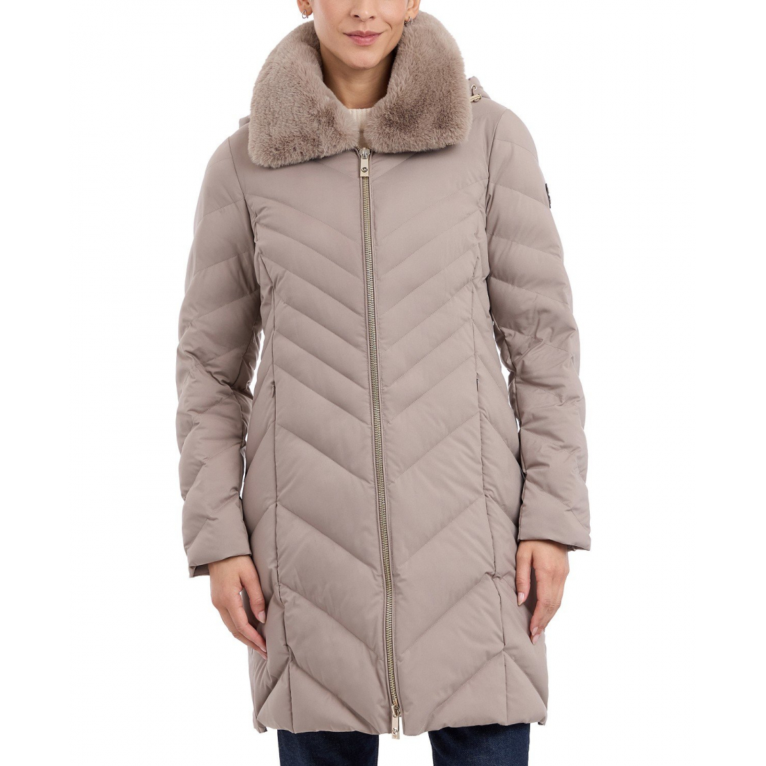 Manteau matelassé 'Faux-Fur-Trim Hooded' pour Femmes