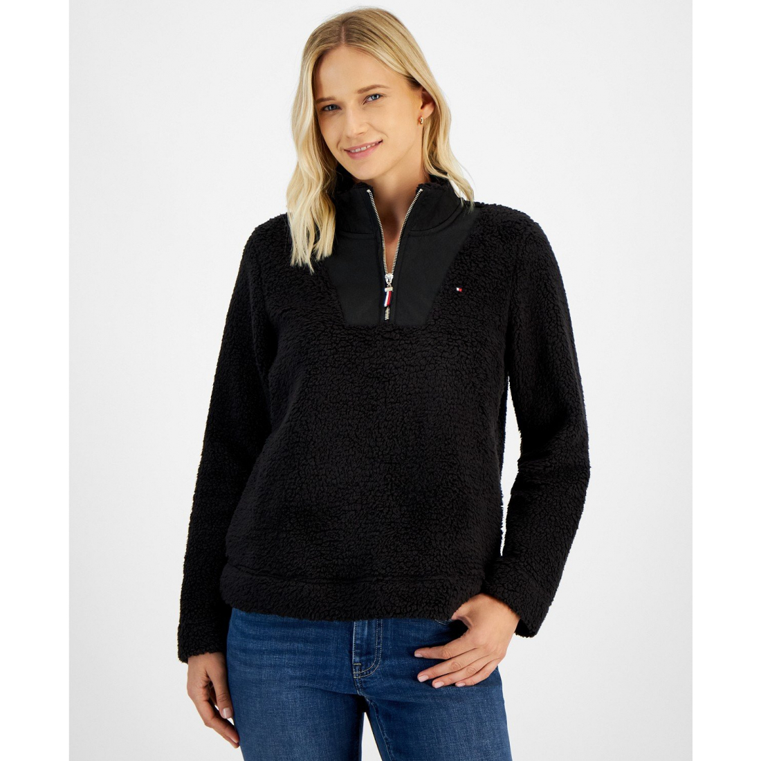 'Sherpa Mock Neck Long-Sleeve Sweater' pour Femmes