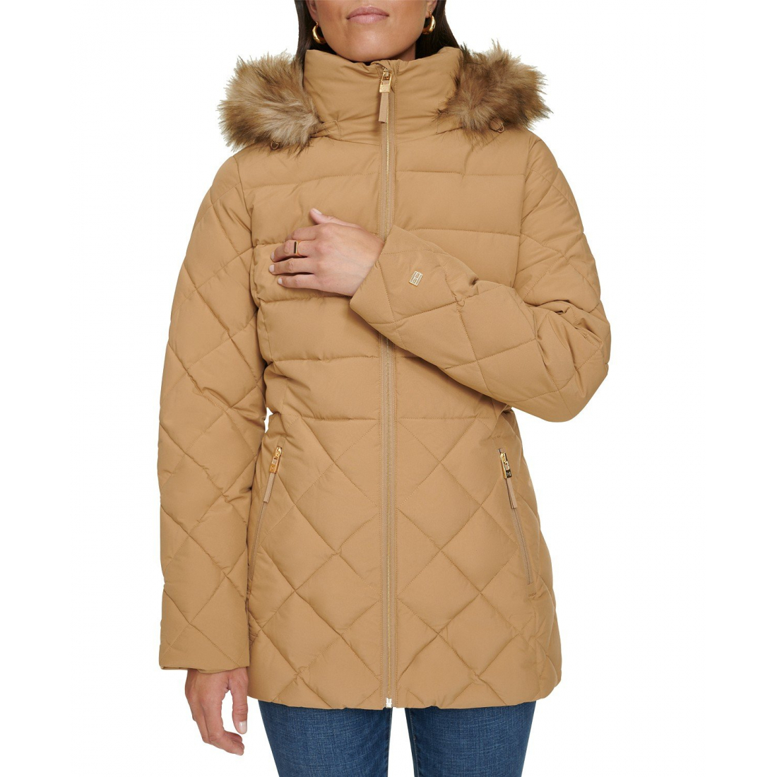 Manteau matelassé 'Bibbed Faux-Fur-Trim Hooded' pour Femmes