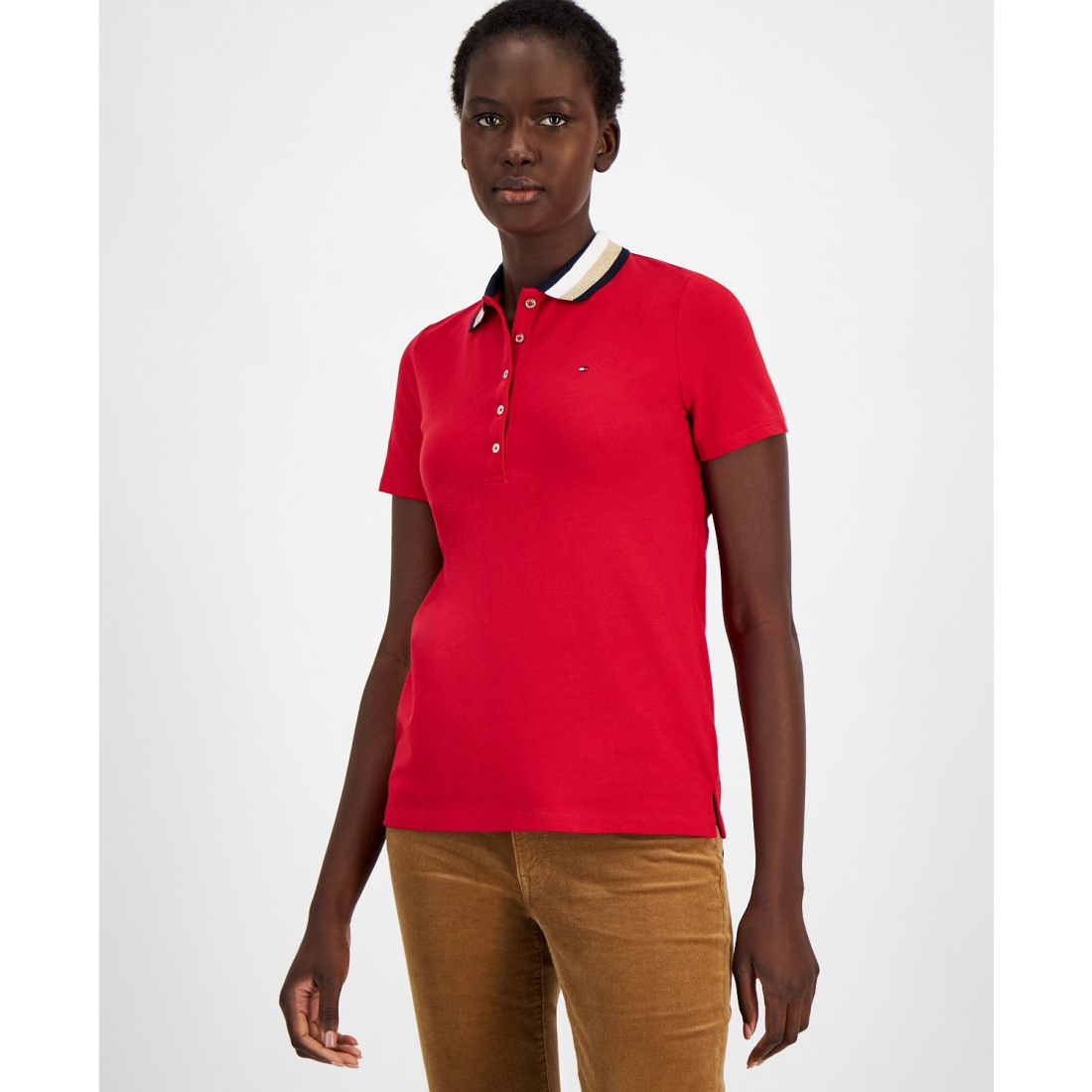 'Glitter-Collar Polo Shirt' pour Femmes
