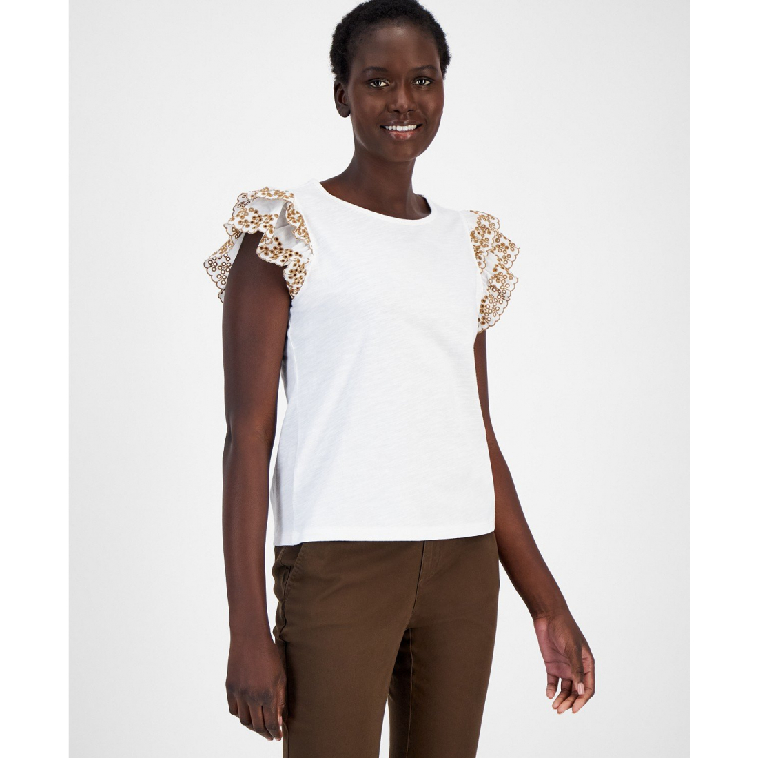 'Cotton Eyelet-Embroidered Top' pour Femmes