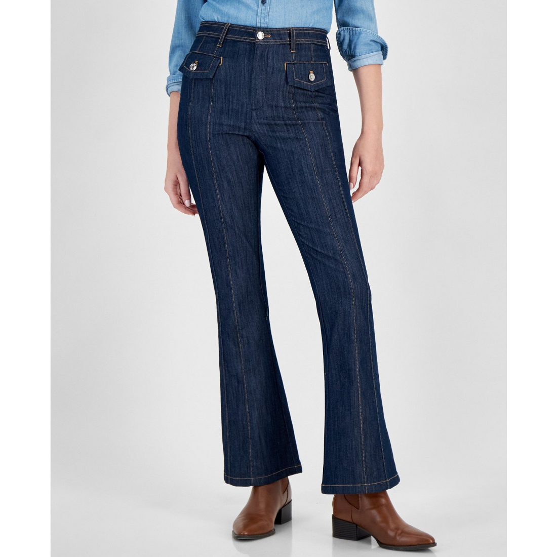 'Seamed Flare-Leg Denim Jeans' pour Femmes