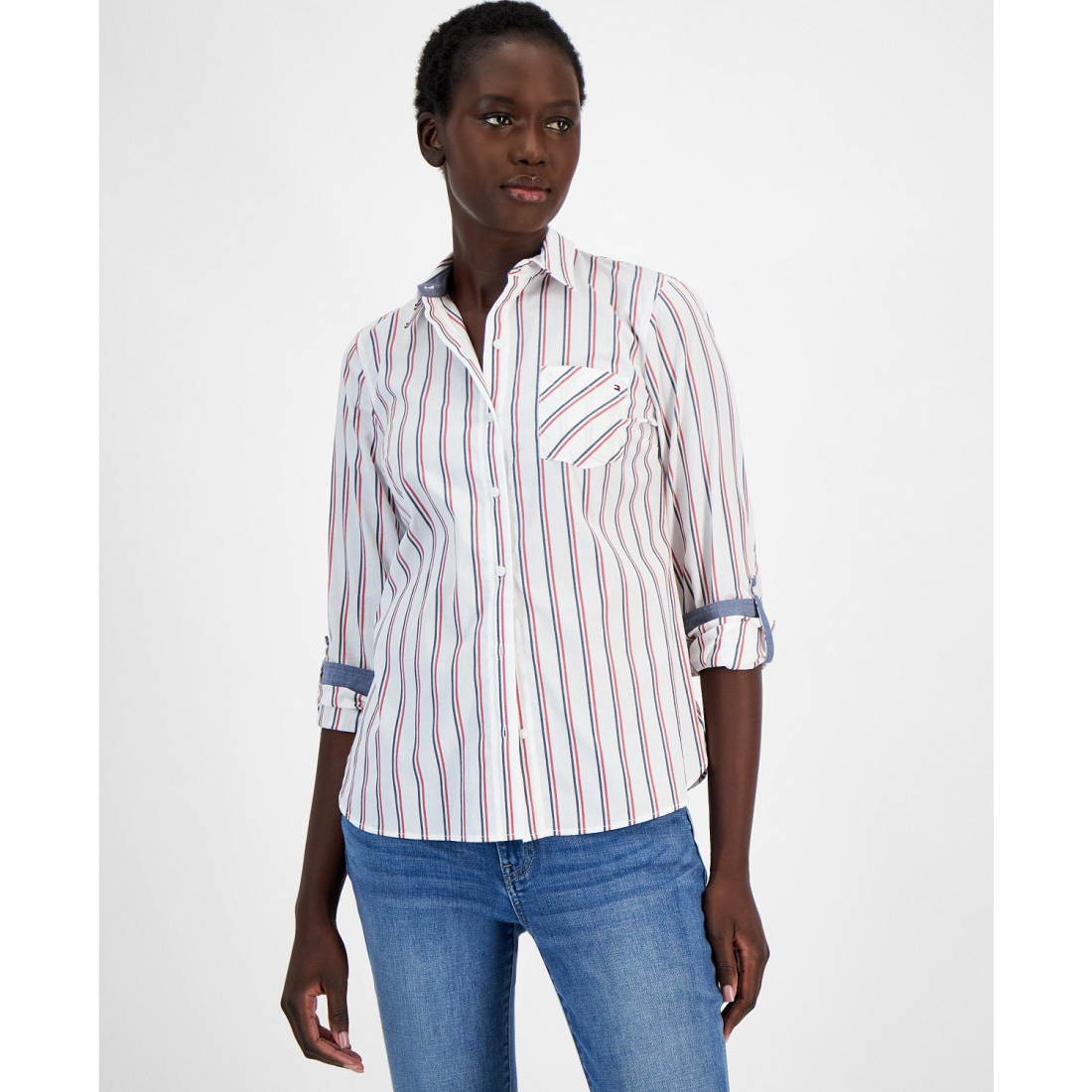 'Cotton Striped Utility Shirt' pour Femmes