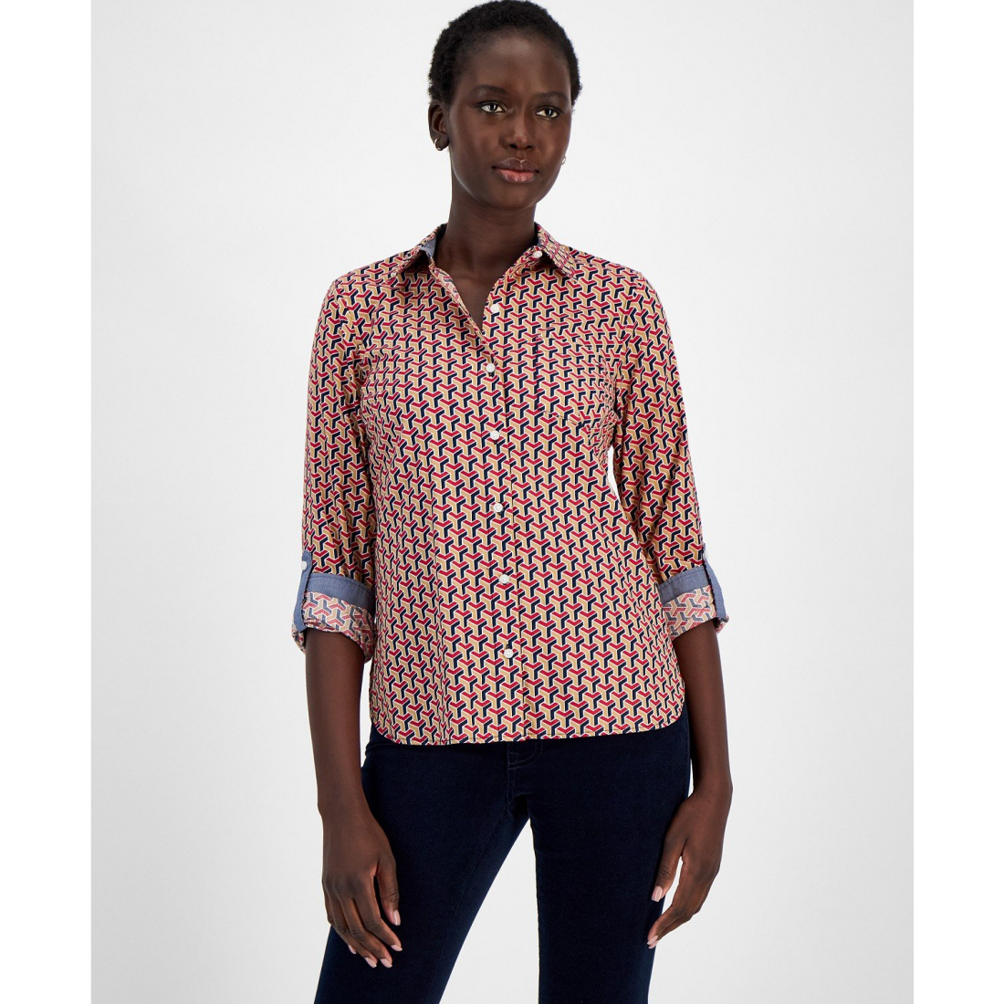 'Cotton Printed Utility Shirt' pour Femmes