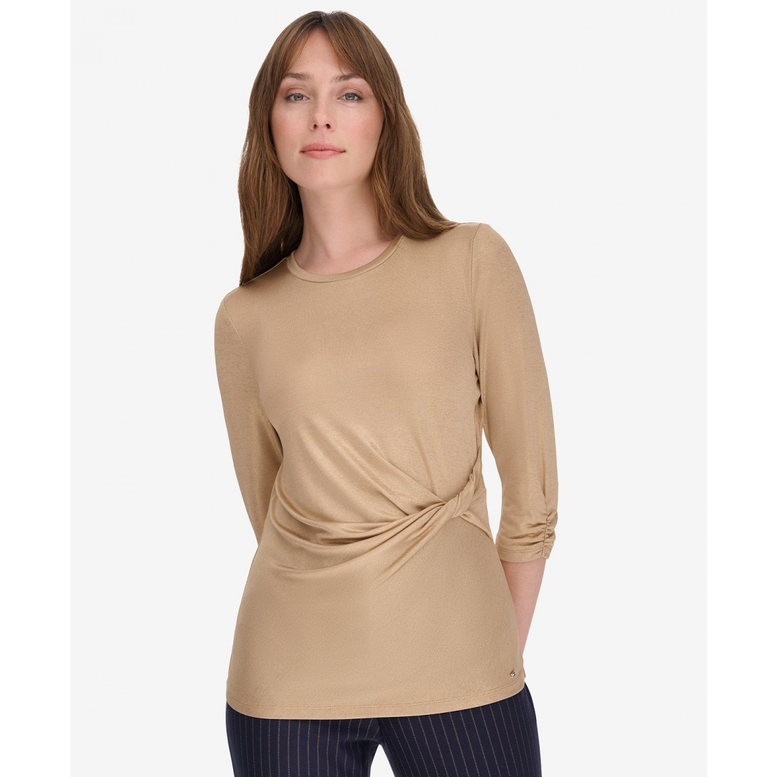 ''Long-Sleeve Faux-Wrap Top' pour Femmes