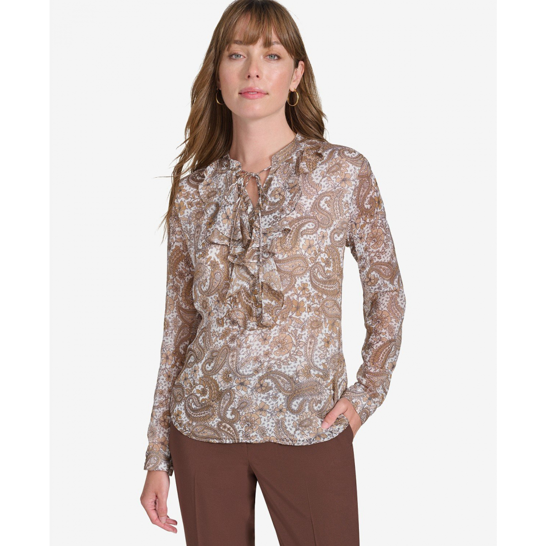 ''Paisley-Print Ruffled Blouse' pour Femmes