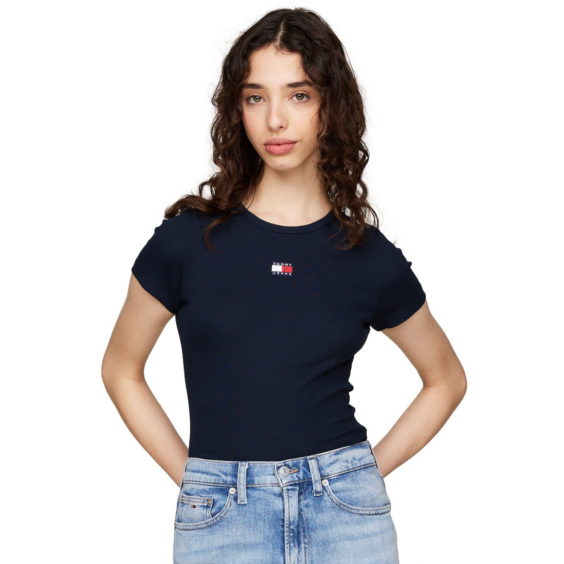 T-shirt 'Badge Logo Ribbed' pour Femmes