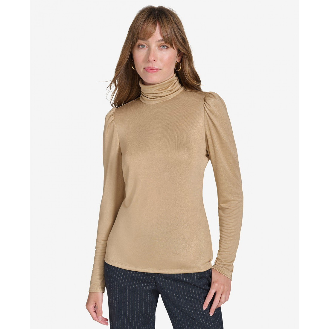 ''Puff-Sleeve Turtleneck Top' pour Femmes
