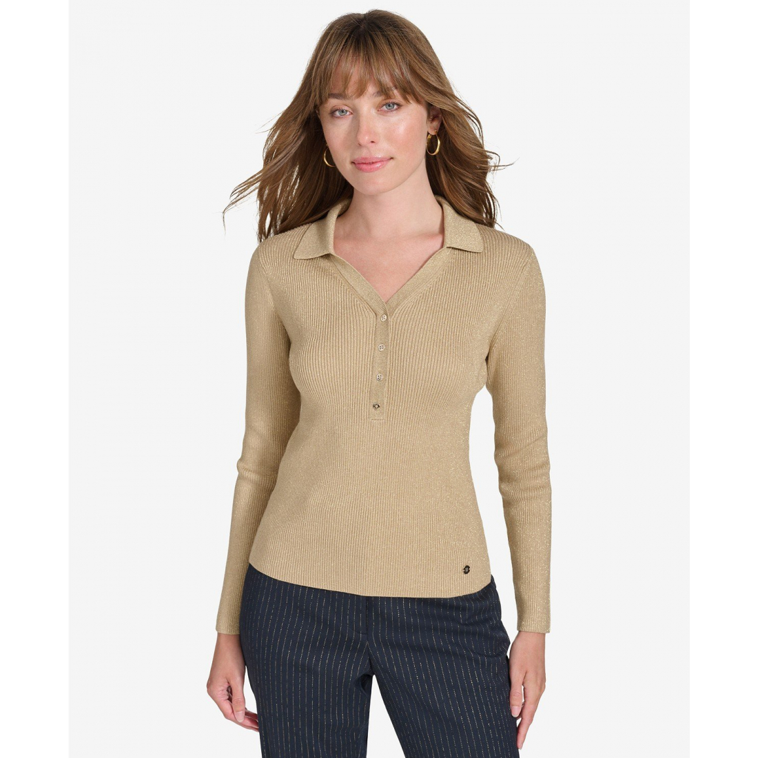 ''Ribbed Long-Sleeve Top' pour Femmes
