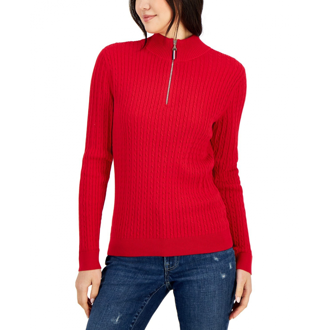 Women's 'Cotton Quarter-Zip Cable-Knit' Sweater