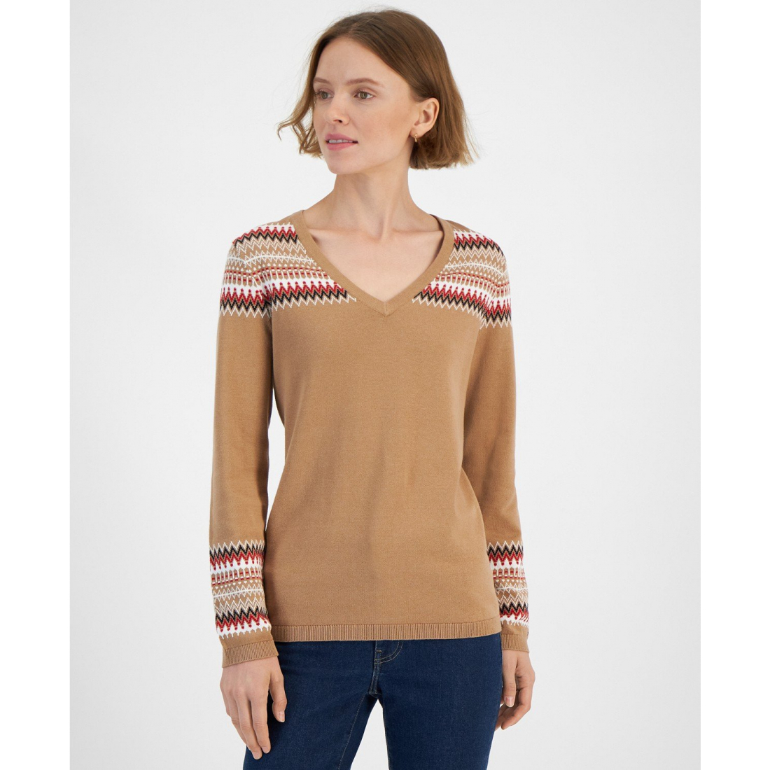'Fair Isle V-Neck Sweater' pour Femmes