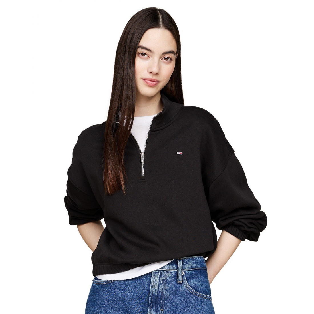 ''Cropped Quarter-Zip Crewneck Sweatshirt' pour Femmes