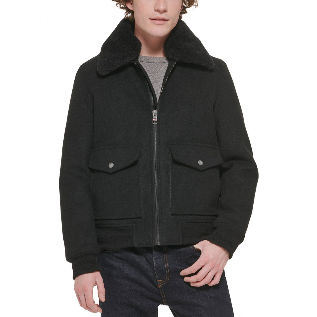 'Faux-Fur-Collar Bomber Jacket' pour Hommes