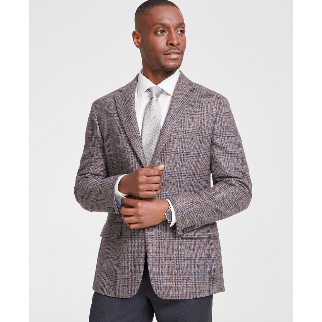 Blazer 'Modern-Fit Plaid Wool' pour Hommes