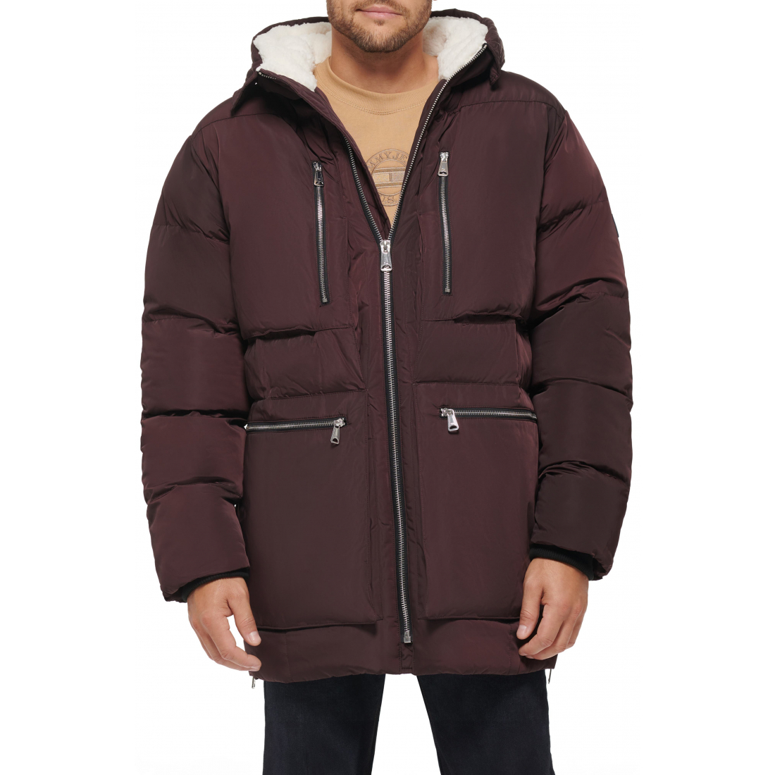 Parka 'Water Resistant Faux Shearling Lined Hood Quilted' pour Hommes
