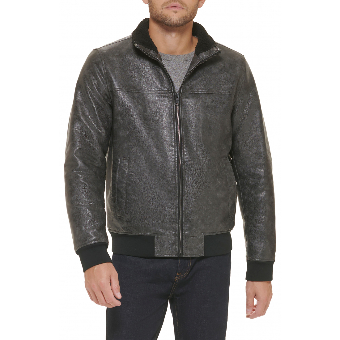 Blouson bomber 'Faux Leather' pour Hommes