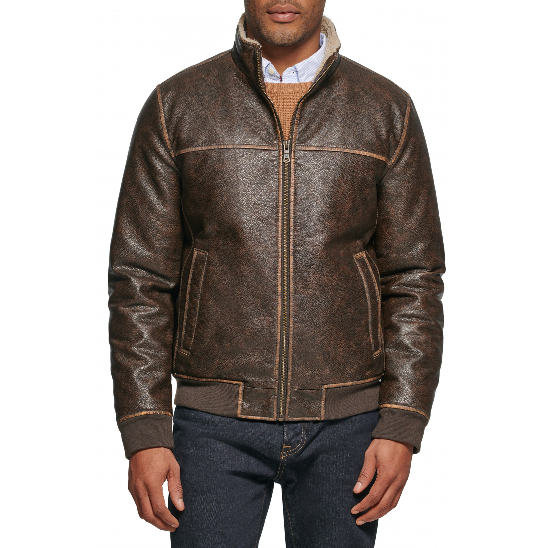 Blouson bomber 'Faux Leather' pour Hommes