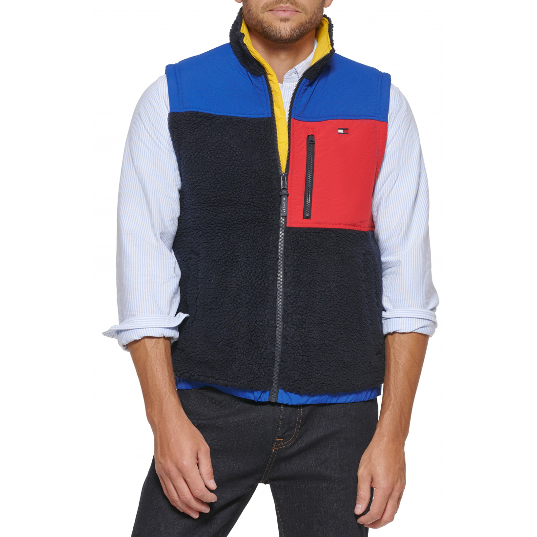 Gilet 'Faux Shearling Mixed Media' pour Hommes