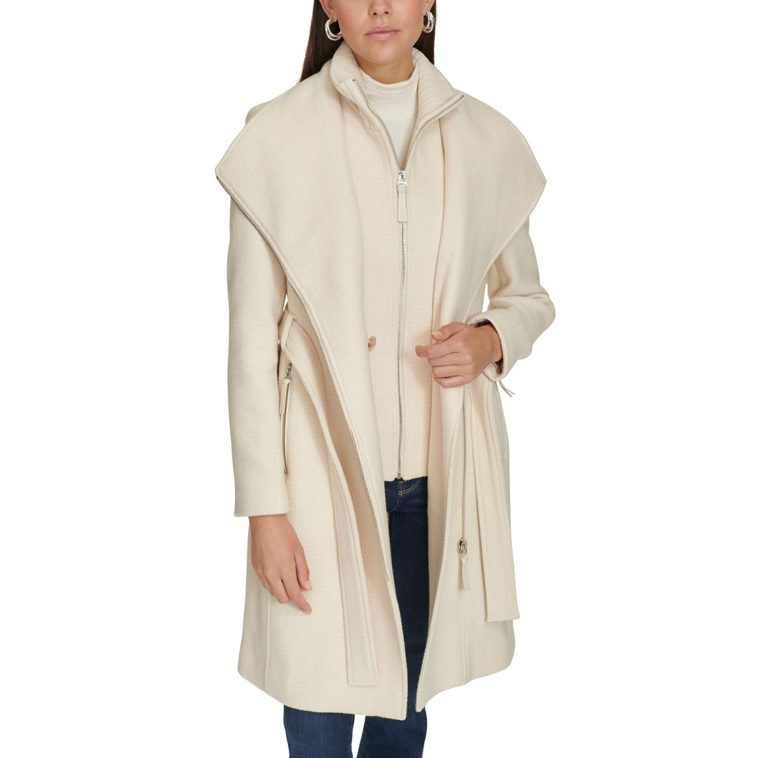 Women's 'Wool Blend Wrap' Belted Coat