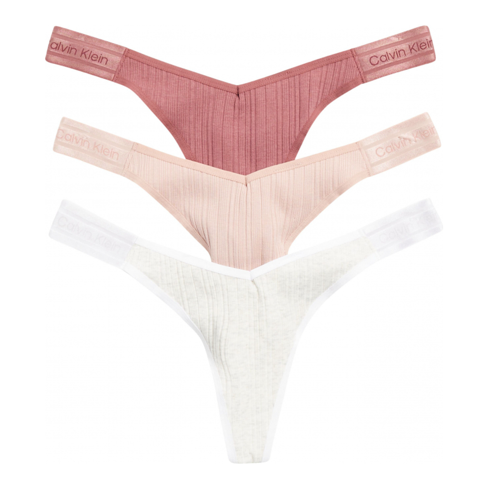 'Refined Ribbed Thongs - Pack of 3' pour Femmes