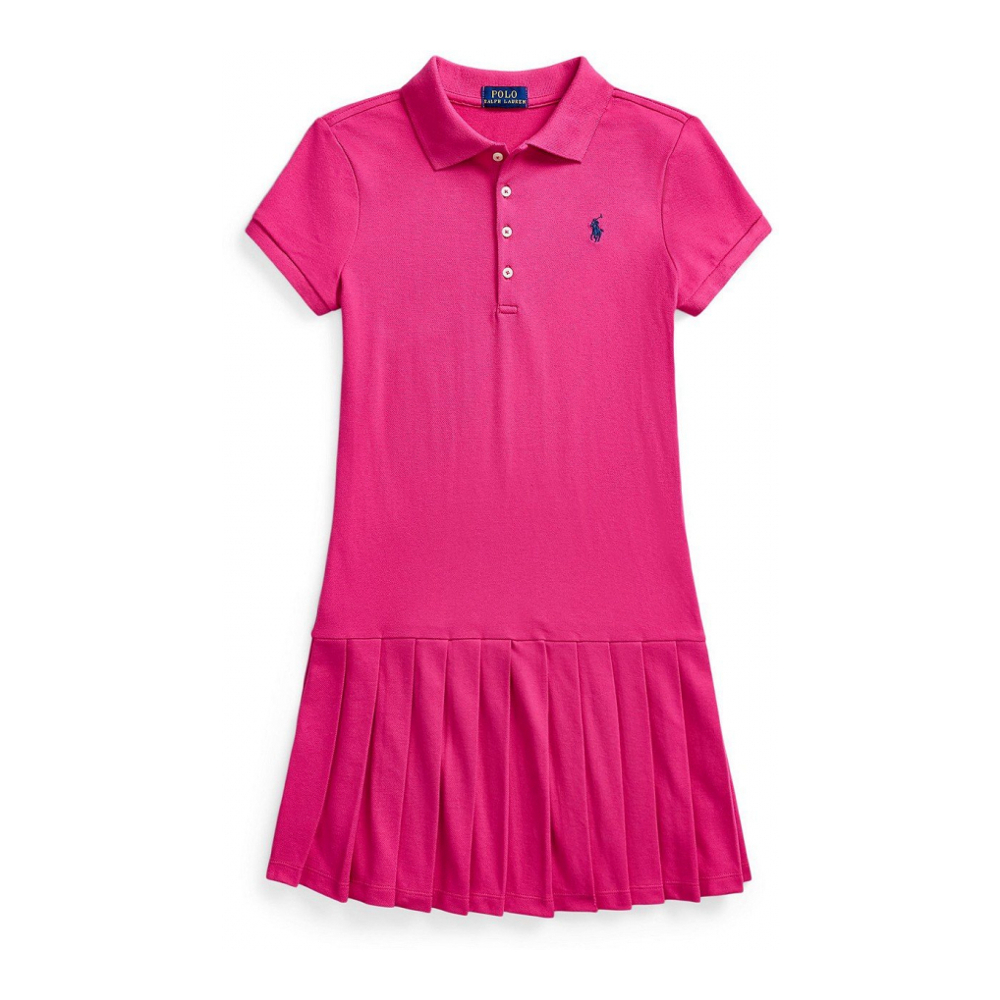 'Pleated Stretch Mesh Polo Dress' pour Grandes filles