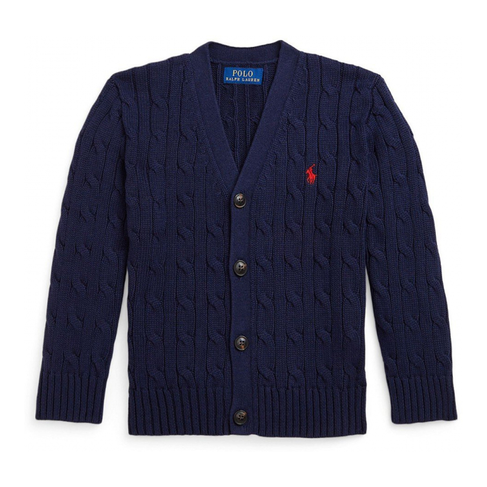 'Cable-Knit Cotton V-Neck Cardigan Sweater' für Jungen