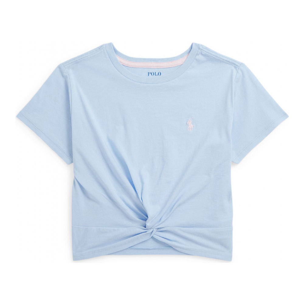 'Twist Front Cotton Jersey T-Shirt' pour Grandes filles