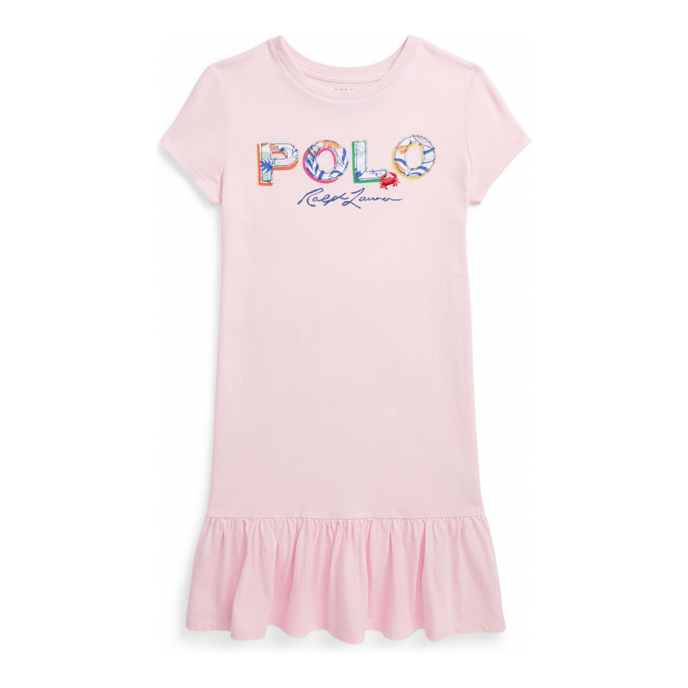 'Tropical Logo Cotton Jersey T-Shirt Dress' pour Grandes filles