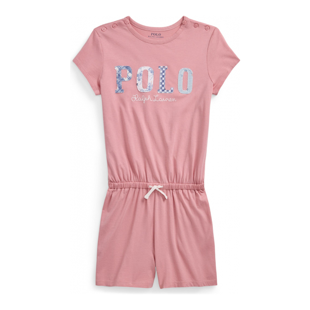 Big Girl's 'Mixed Logo Cotton Jersey Romper'