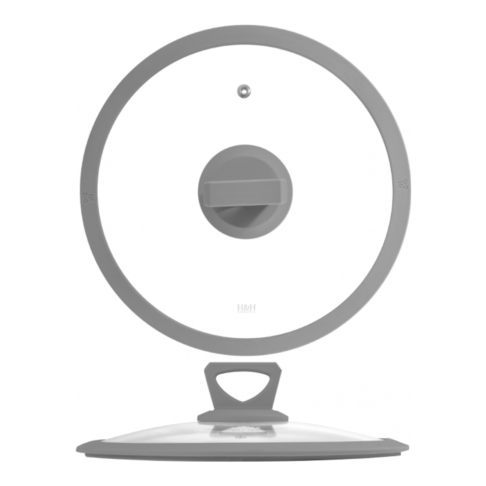 Glass Lid B/Grey Silicone 22 cm