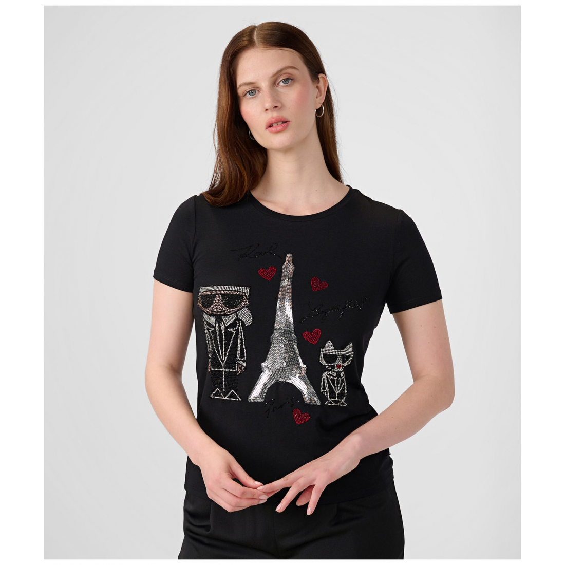 'Karl Sequin Eiffel Tower' T-Shirt für Damen