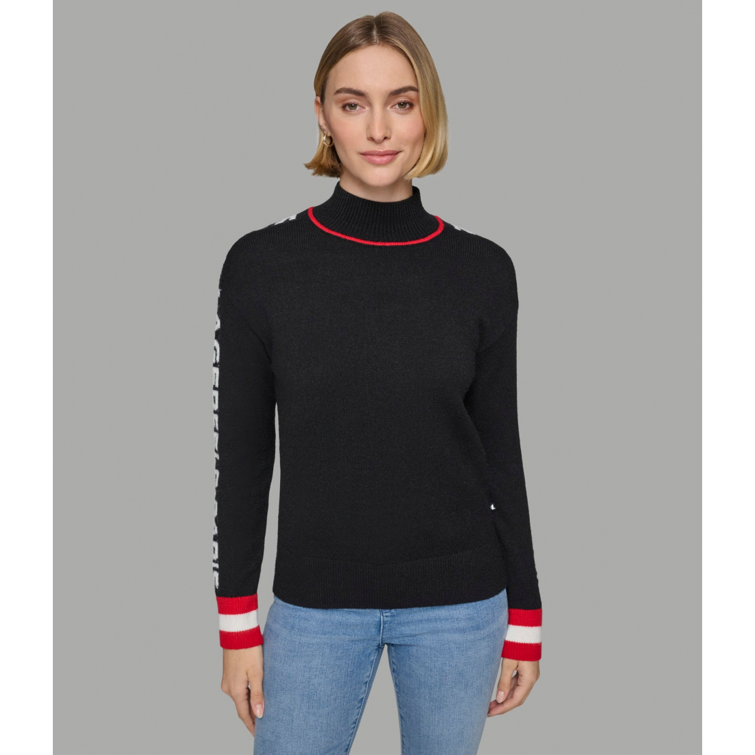 'Mock Neck Sweater W Red Trim And Logo Taping' pour Femmes