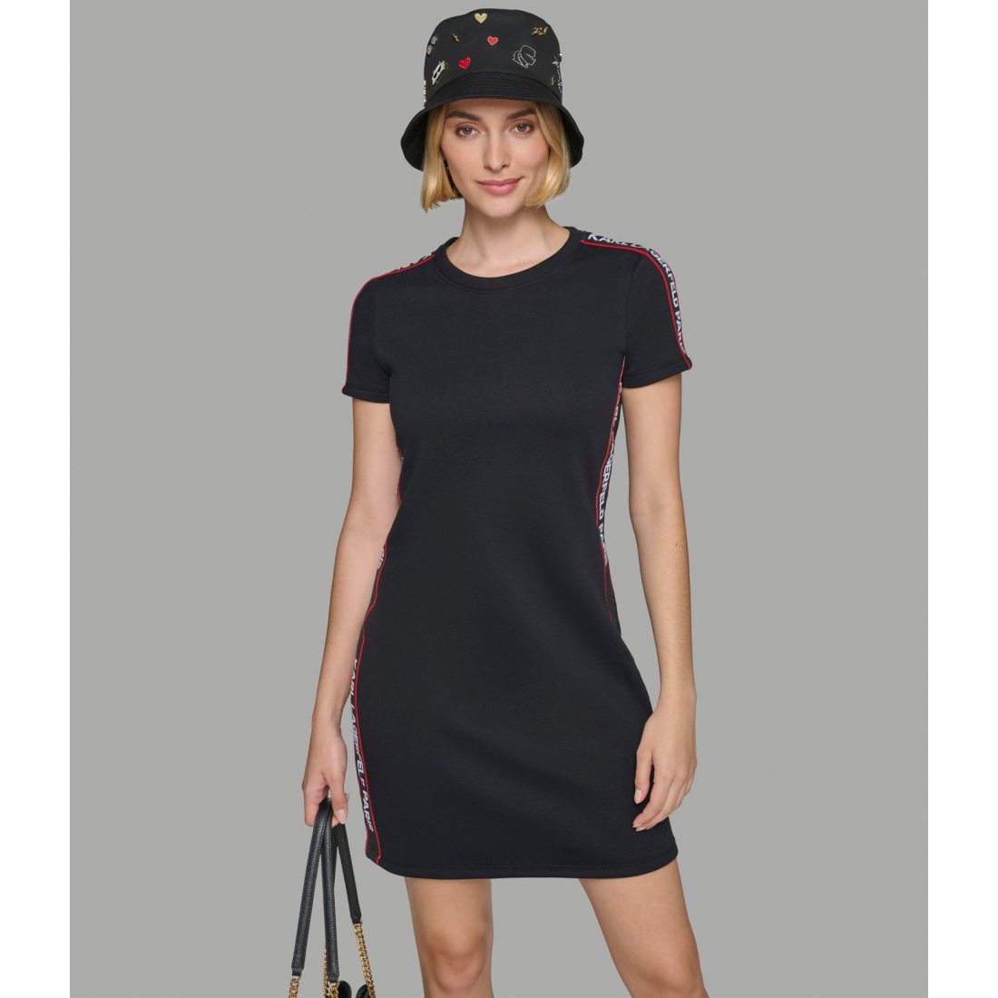 'Short Sleeve  Logo Tape Sweatshirt Dress' pour Femmes