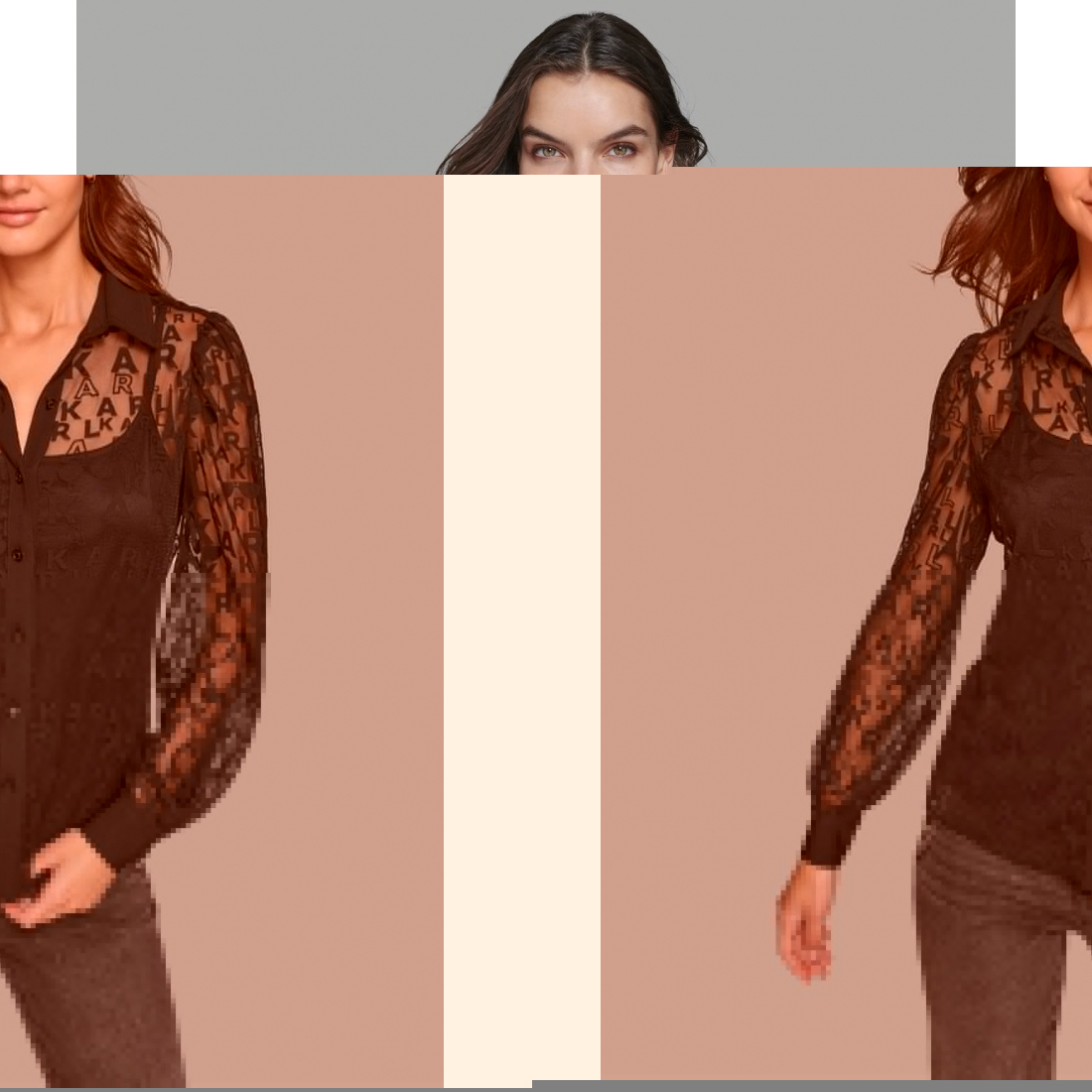 Women's 'Logo Mesh Burnout Ruched Sleeve Top'