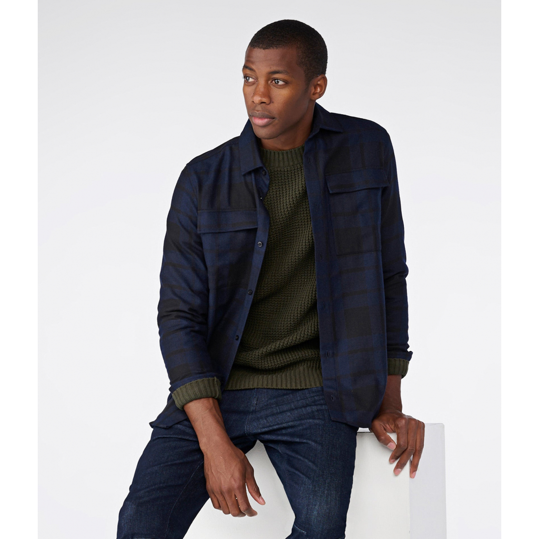 Chemise 'Plaid Chest Pockets Button Up' pour Hommes