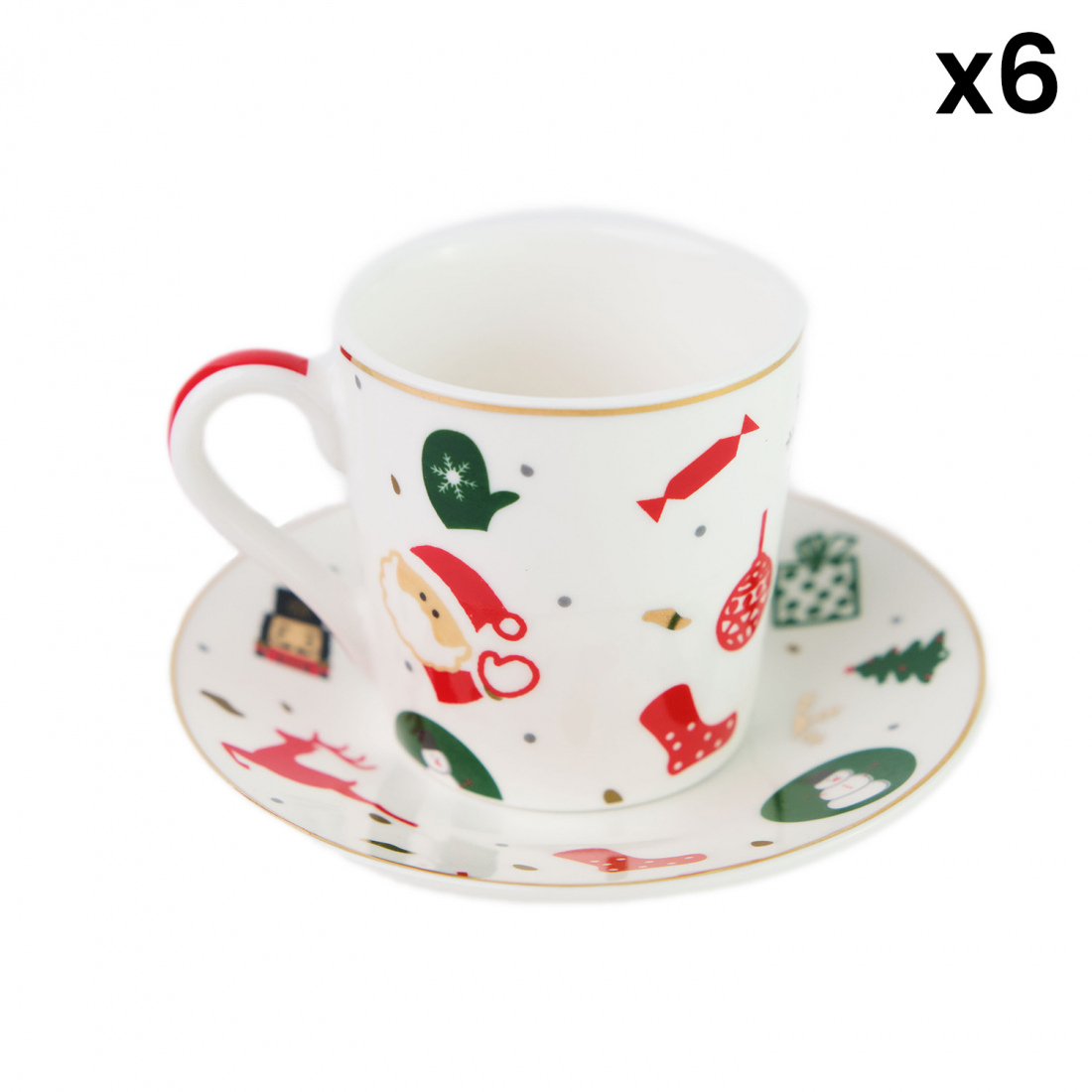 'Fantasia Del Natale' Coffee Cup & Saucer Set - 6 Pieces