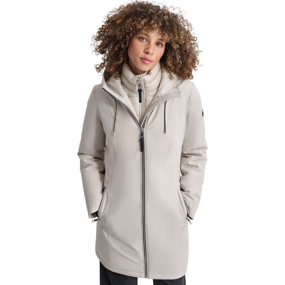 Manteau matelassé 'Hooded Bibbed Zip-Front' pour Femmes