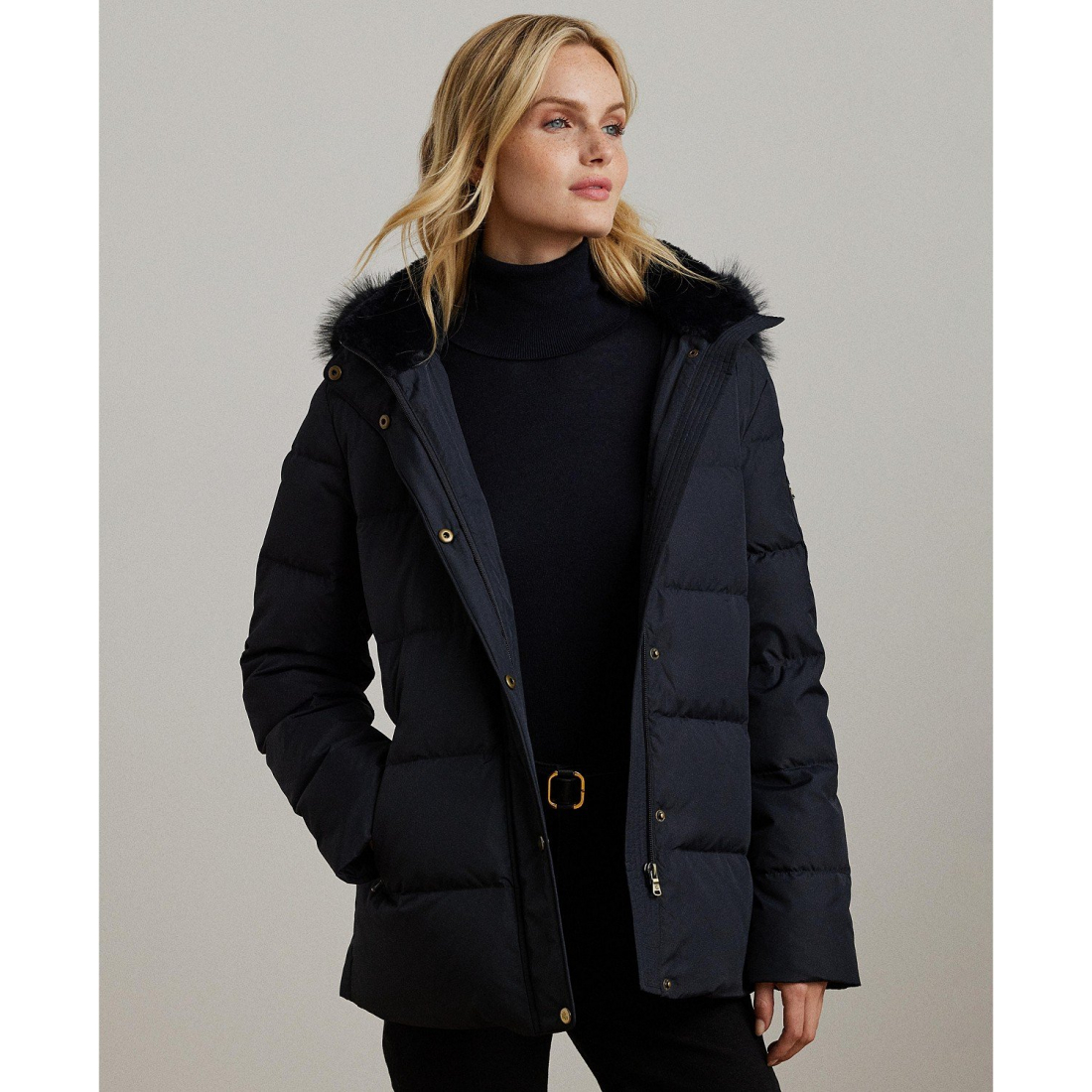 'Faux-Fur Hooded' Puffermantel für Damen