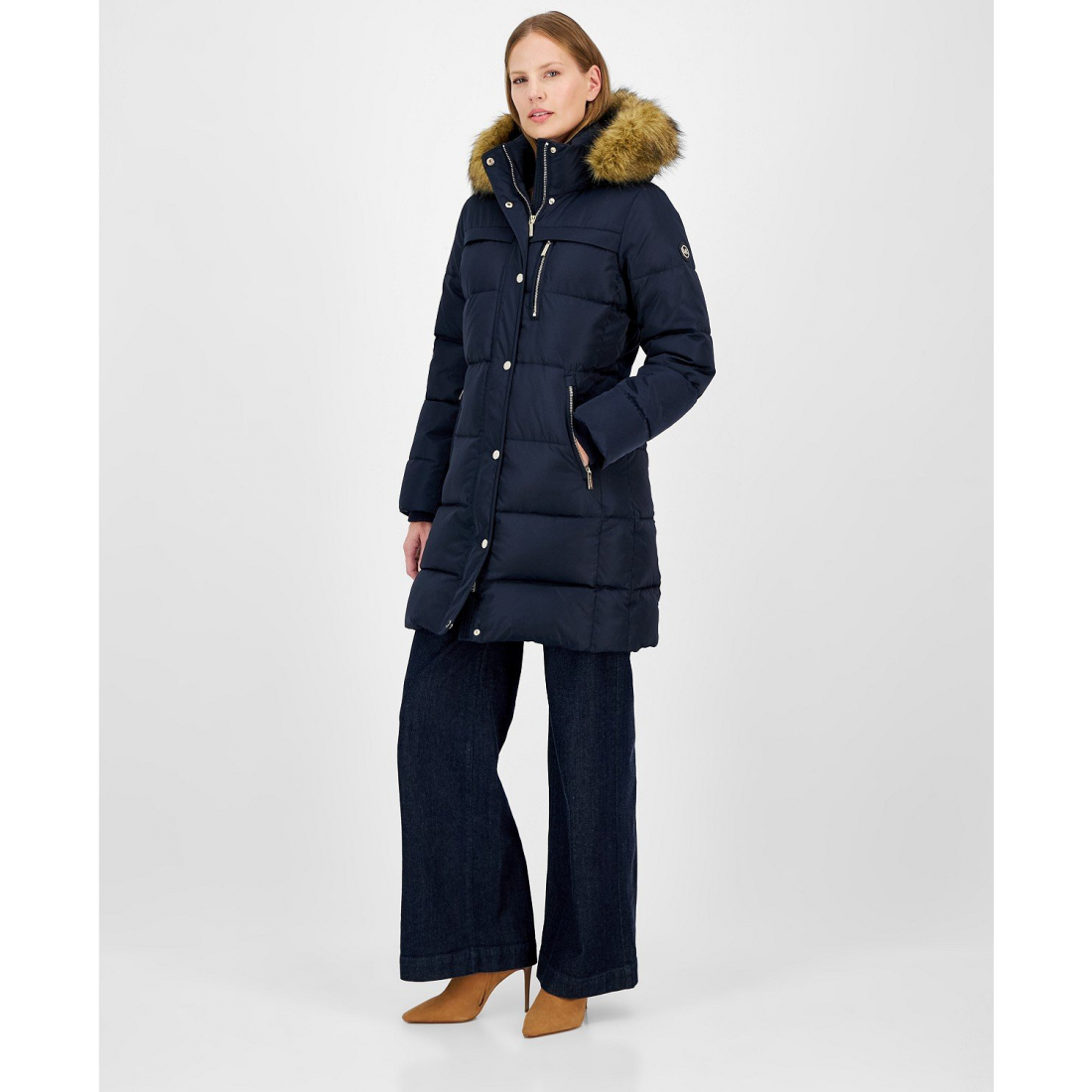 Manteau matelassé 'Faux-Fur-Trim Hooded' pour Femmes