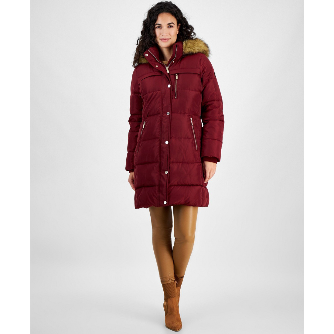 Manteau matelassé 'Faux-Fur-Trim Hooded' pour Femmes