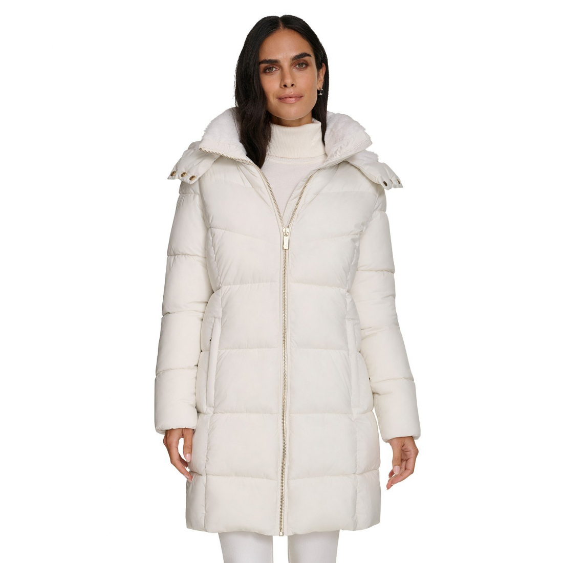 Manteau matelassé 'Hooded Faux-Fur-Lined Midi' pour Femmes