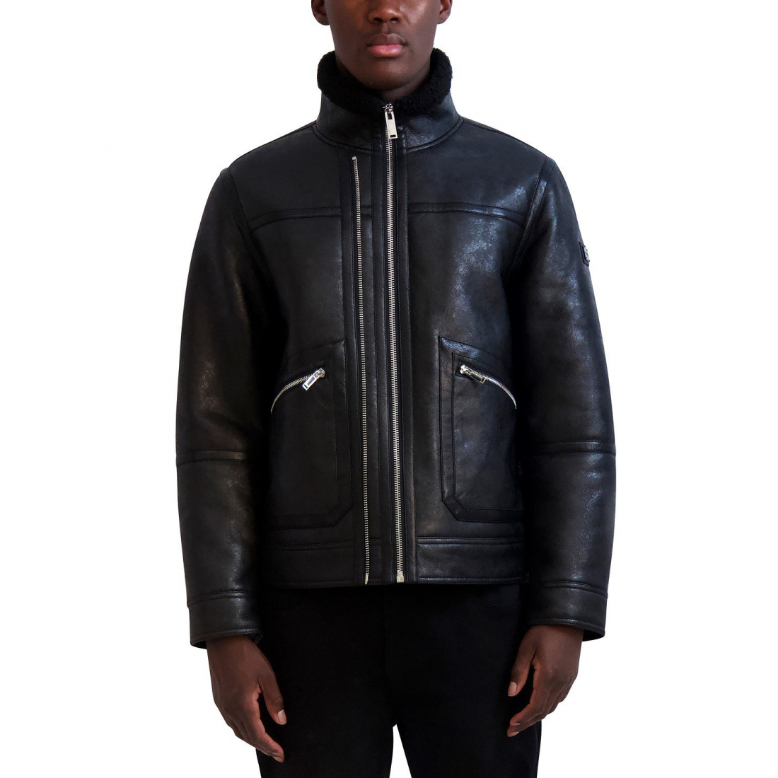 Veste 'Faux-Leather Double-Zip' pour Hommes